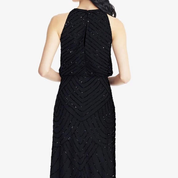 Adrianna Papell Petite Art Deco Beaded Blouson Dress / 6 Petite - Picture 2 of 5